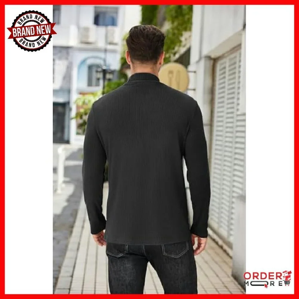 Men's Mock Turtleneck Thermal Sweater Long Sleeve Ribbed Pullover